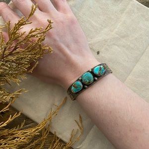 Chad barela kingman turquoise sterling silver cuff